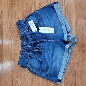 VIGOSS high rise paperbag denim shorts sz 30